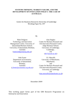 SYSTEMS THINKING, MARKET FAILURE, AND THE