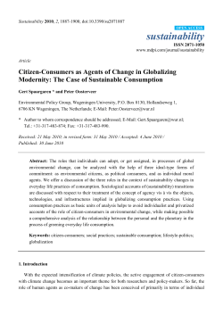 Citizen-Consumers as Agents of Change in Globalizing Modernity