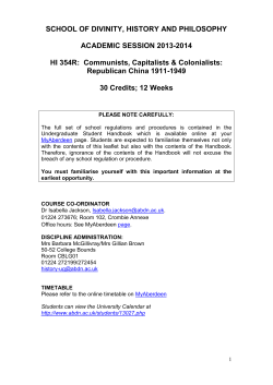 SCHOOL OF DIVINITY, HISTORY AND PHILOSOPHY ACADEMIC