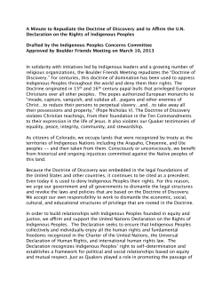 A Minute to Repudiate the Doctrine of Discovery and to Affirm the