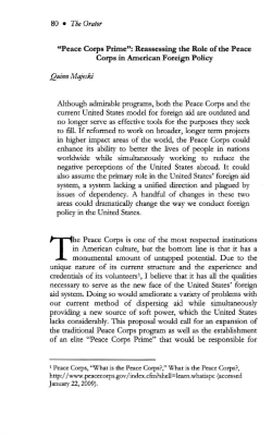 "Peace Corps Prime": Reassessing the Role of the Peace Corps in
