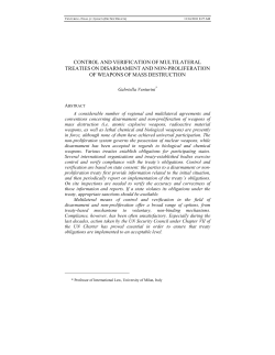 control and verification of multilateral treaties on disarmament and
