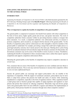 Report on Explaining the Benefits of Competition to the General Public