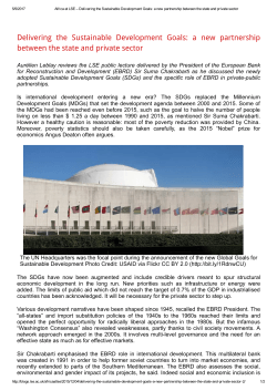 Delivering the Sustainable Development Goals: a new partnership