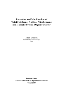 Retention and Mobilisation of Trinitrotoluene, Aniline, Nitrobenzene