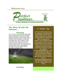 Midsummer 2015 The Three W`s for the Summer.... A "Perfect" Tip: