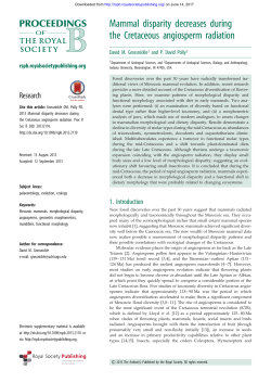 Mammal disparity decreases during the Cretaceous angiosperm