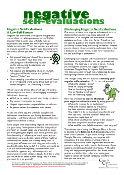 Negative Self-Evaluations - Centre for Clinical Interventions