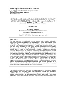 Goal Orientation and Student Satisfaction