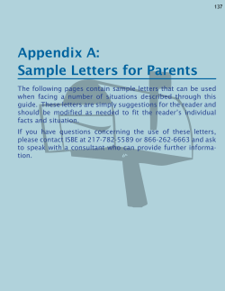 Appendix A: Sample Letters for Parents