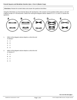 Punnett Squares and Mendelian Genetics Quiz Form A (Master Copy)