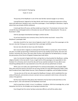 John Howlands Thanksgiving - First Presbyterian Church of