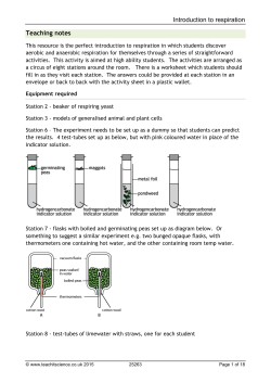 Introduction to respiration Teaching notes