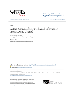Editors` Note: Defining Media and Information Literacy Amid Change