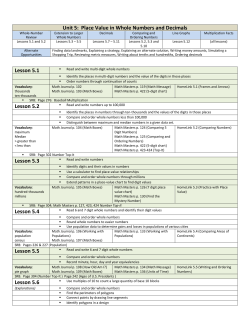 Unit 5: Place Value in Whole Numbers and Decimals Lesson 5.1