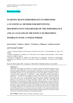 STARTING BLOCK PERFORMANCE IN SPRINTERS: A