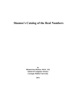 Shamos`s Catalog of the Real Numbers