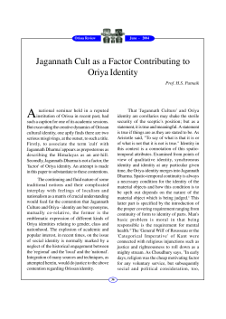 Jagannath Cult as a Factor Contributing to Oriya Identity