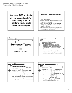 Sentence Types (Grammar #3)
