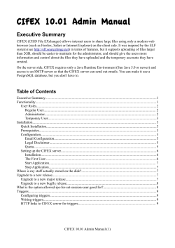 CIFEX 10.01 Admin Manual - D