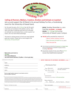 Calling all Runners, Walkers, Crawlers, Strollers and Animals on