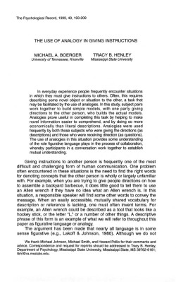 The Use of Analogy in Giving Instructions