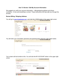 How To Review / Edit My Account Information We suggest you verify