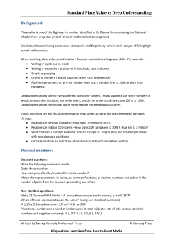 Standard Place Value vs Deep Understanding - Back-to