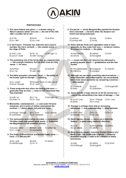 PREPOSITIONS 1. The name Adonis was given ---- a