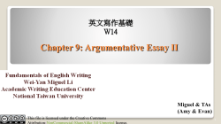 Chapter 9: Argumentative Essay II