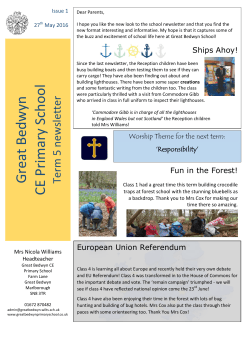 Newsletter Issue 1: May 2016