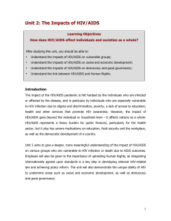 UNIT 2 &ndash; THE IMPACTS OF HIV/AIDS