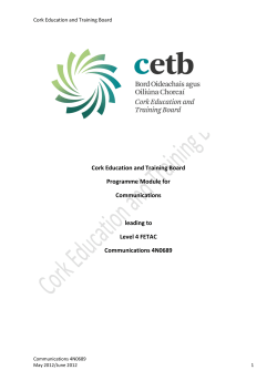 Cork Education and Training Board Programme Module for