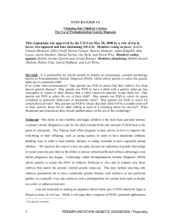 The Use of Preimplantation Genetic Diagnosis