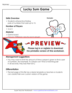 Lucky Sum Game - Super Teacher Worksheets