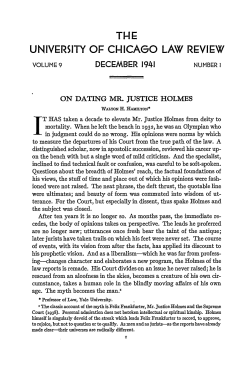 On Dating Mr. Justice Holmes - Chicago Unbound
