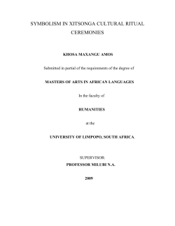 SYMBOLISM IN XITSONGA CULTURAL RITUAL CEREMONIES