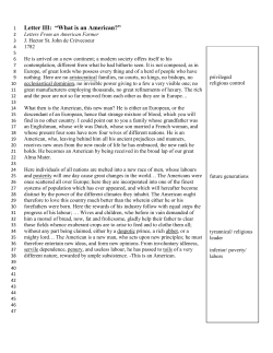 Letter III: “What is an American?”