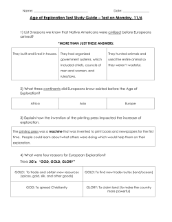 Age of Exploration Test Study Guide &ndash; Test on Monday, 11/6