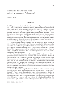 Brahms and the Orchestral Horn: A Study in Inauthentic Performance?