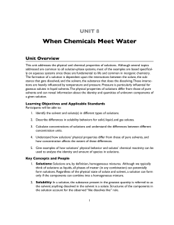 UNIT 8 When Chemicals Meet Water Unit Overview
