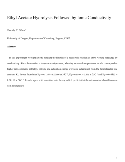 Ethyl Acetate Hydrolysis Followed by Ionic Conductivity 2015