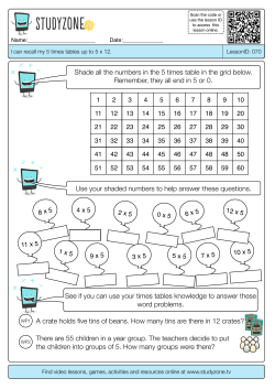 Shade all the numbers in the 5 times table in the grid