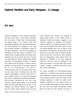 Kashmir Neolithic and Early Harappan : A Linkage