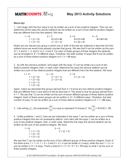 May 2013 Activity Solutions