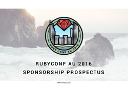 RUBYCONF AU 2016 SPONSORSHIP PROSPECTUS