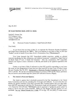 Eff Ltr to Sanford J Asman Esq 5 29 15