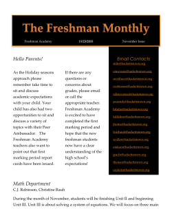 The Freshman Monthly - Hackettstown School District