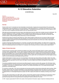K-12 Education Subsidies - Downsizing the Federal Government