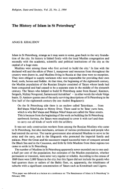 Anas B. Khalidov, "The History of Islam in St Petersburg,"